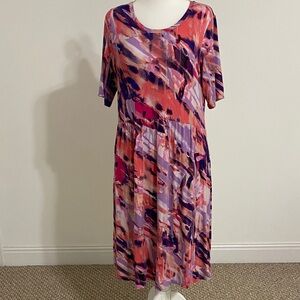 LOGO Lori Goldstein Abstract Print Knit  Dress